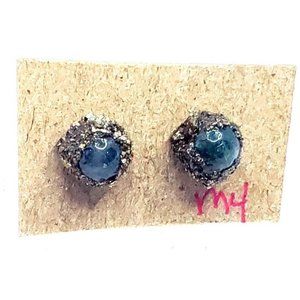 Moss agate crystal studs #m4